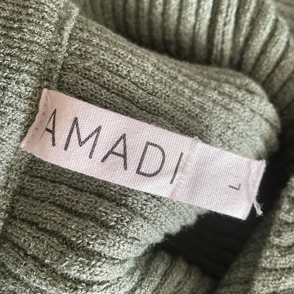 Anthropologie x Amadi Sage Green Ribbed Twist Back Midi Sweater Dress size L - Picture 8 of 10